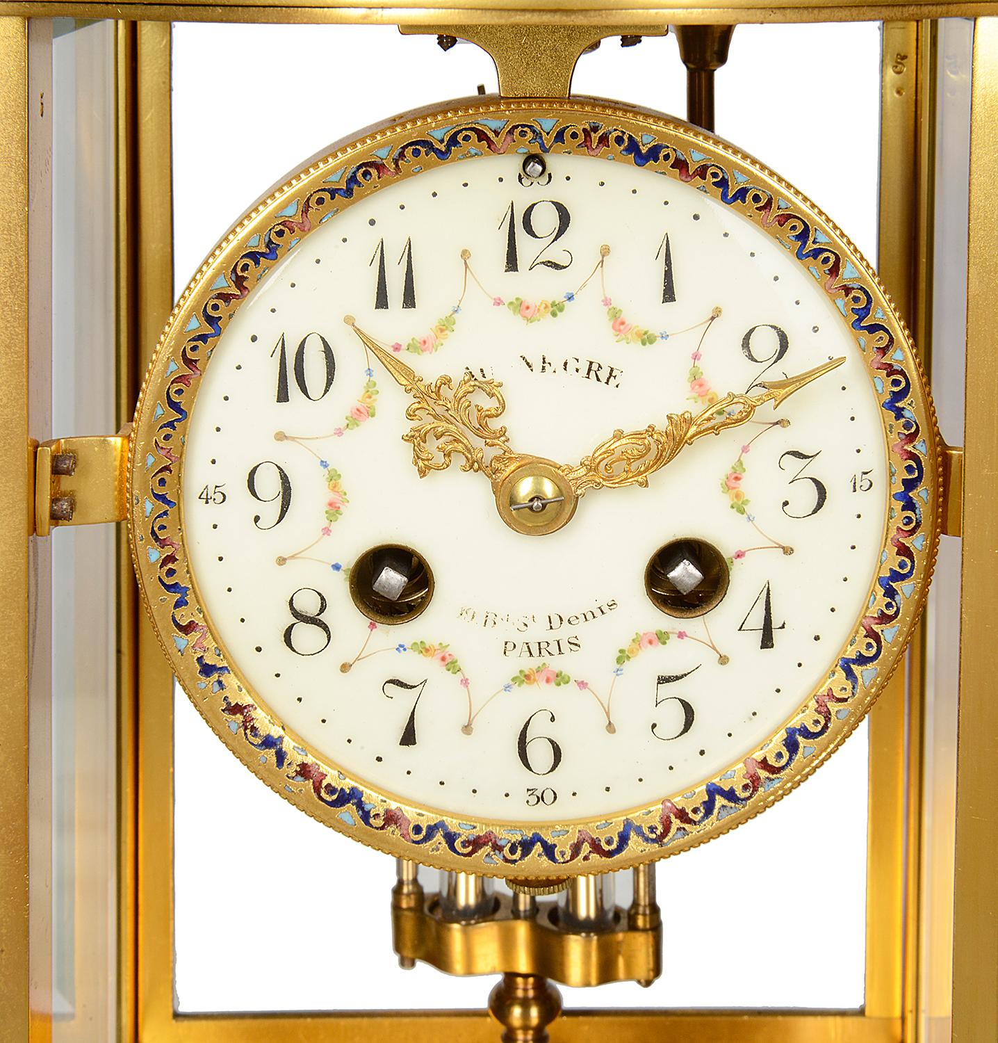Louis XVI French 19th Century Onyx and Enamel Mantel Clock