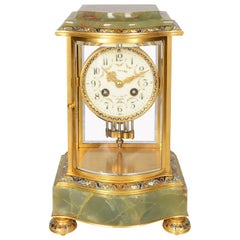 French 19th Century Onyx and Enamel Mantel Clock