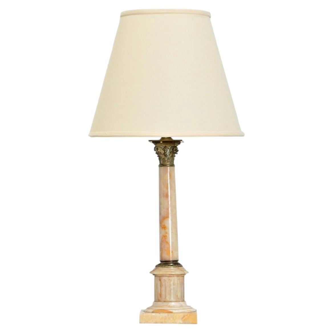 French 19th Century Onyx & Brass Corinthian Column Table Lamp