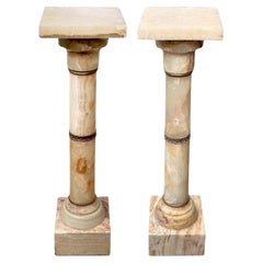 French 19th Century Onyx Pedestals w/ Bronze Details