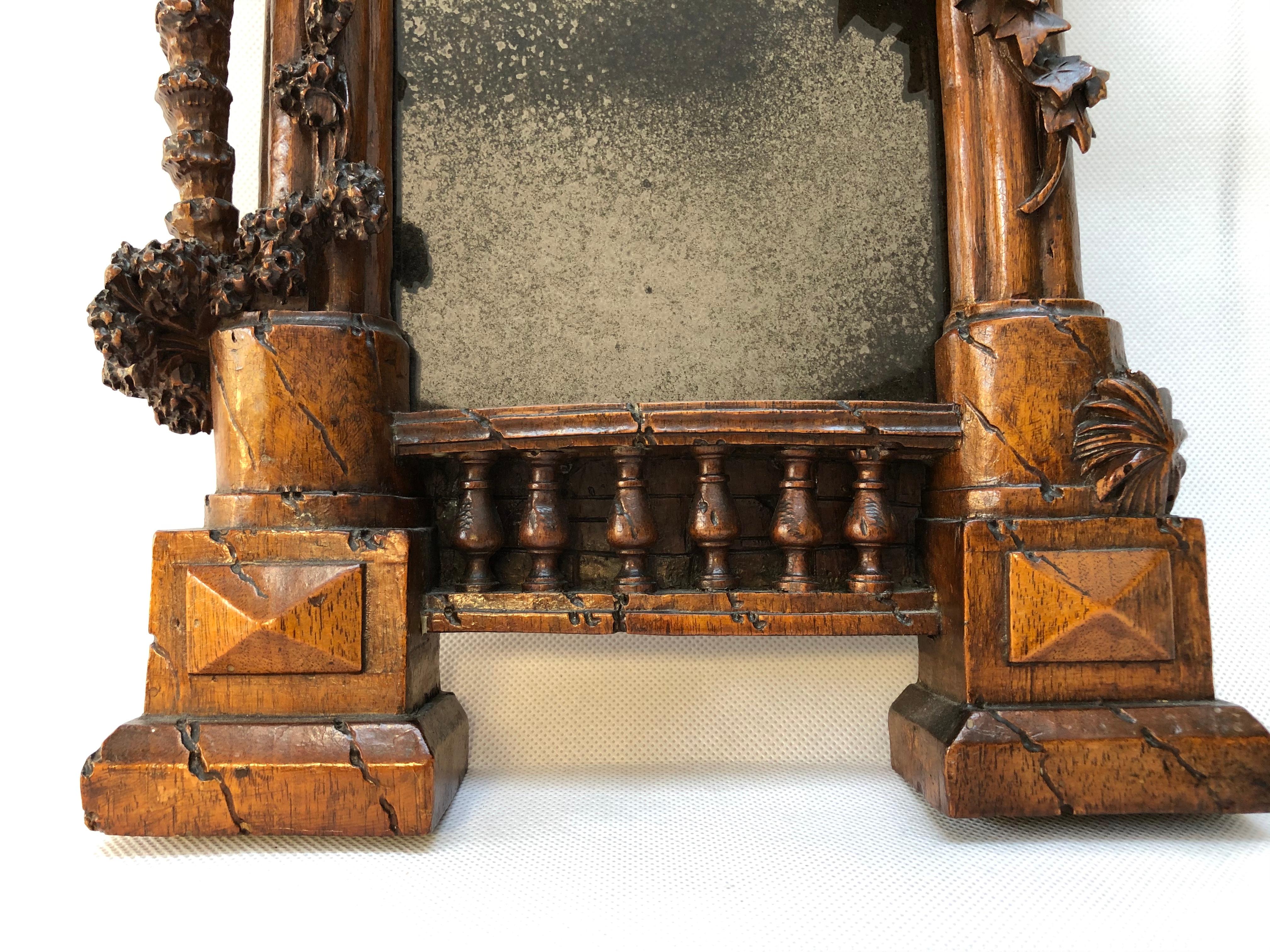 French 19th Century Orientalist Carved Walnut Frame Modelled as a Classical Ruin For Sale 2