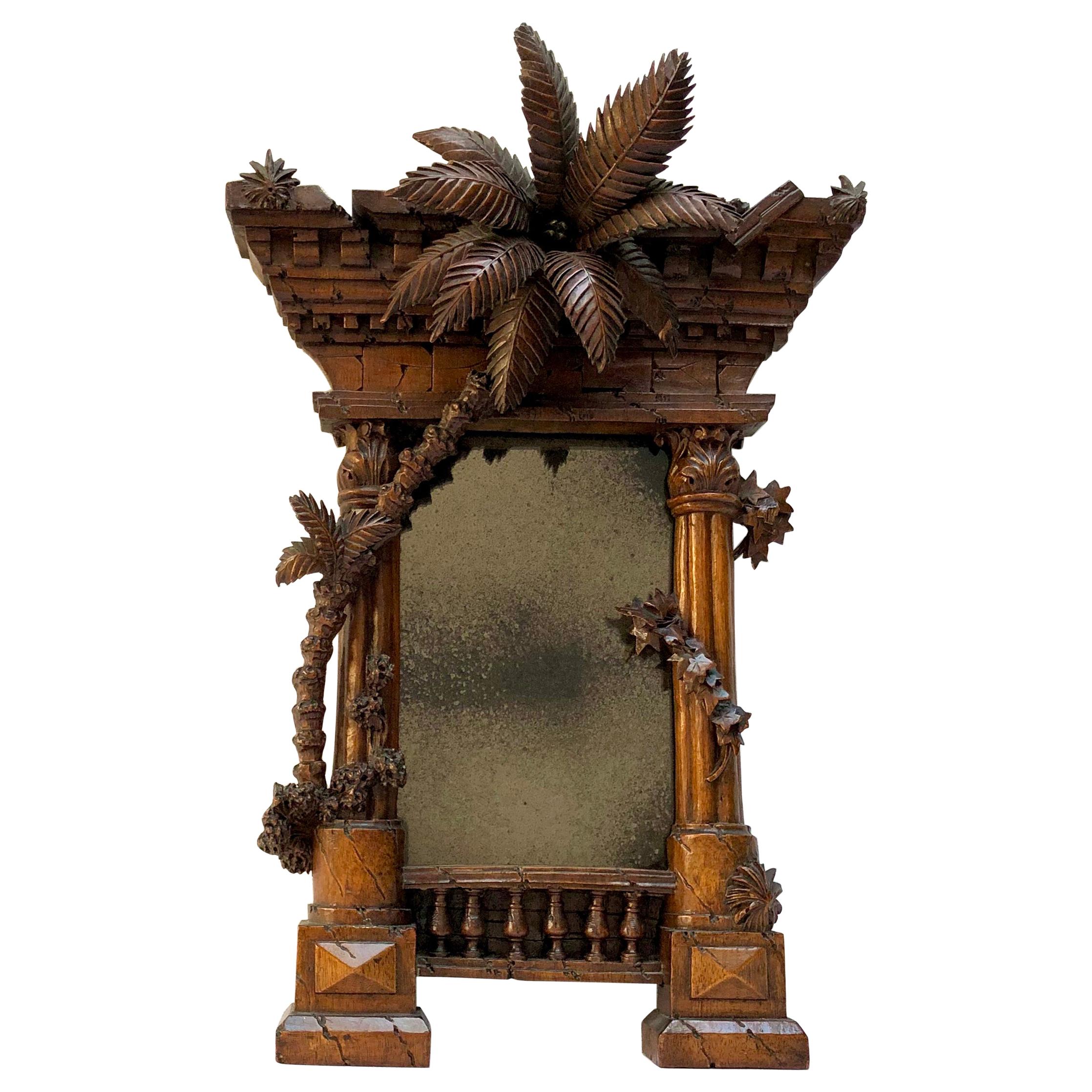 French 19th Century Orientalist Carved Walnut Frame Modelled as a Classical Ruin For Sale