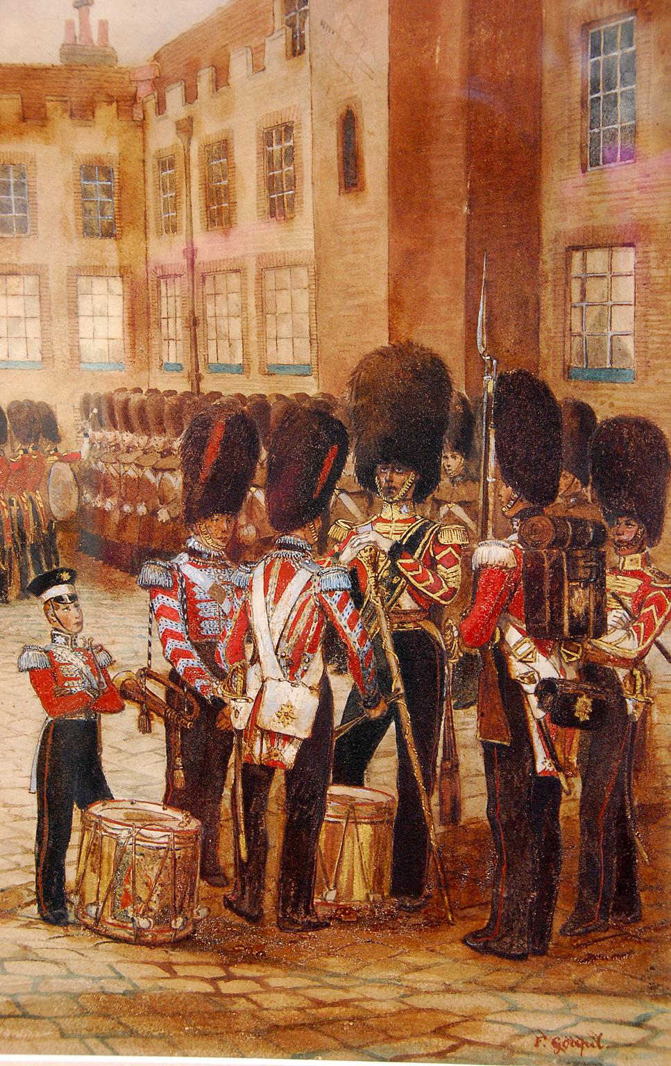 English French 19th Century Original Military Watercolor by Frederick Goupil Fesquet