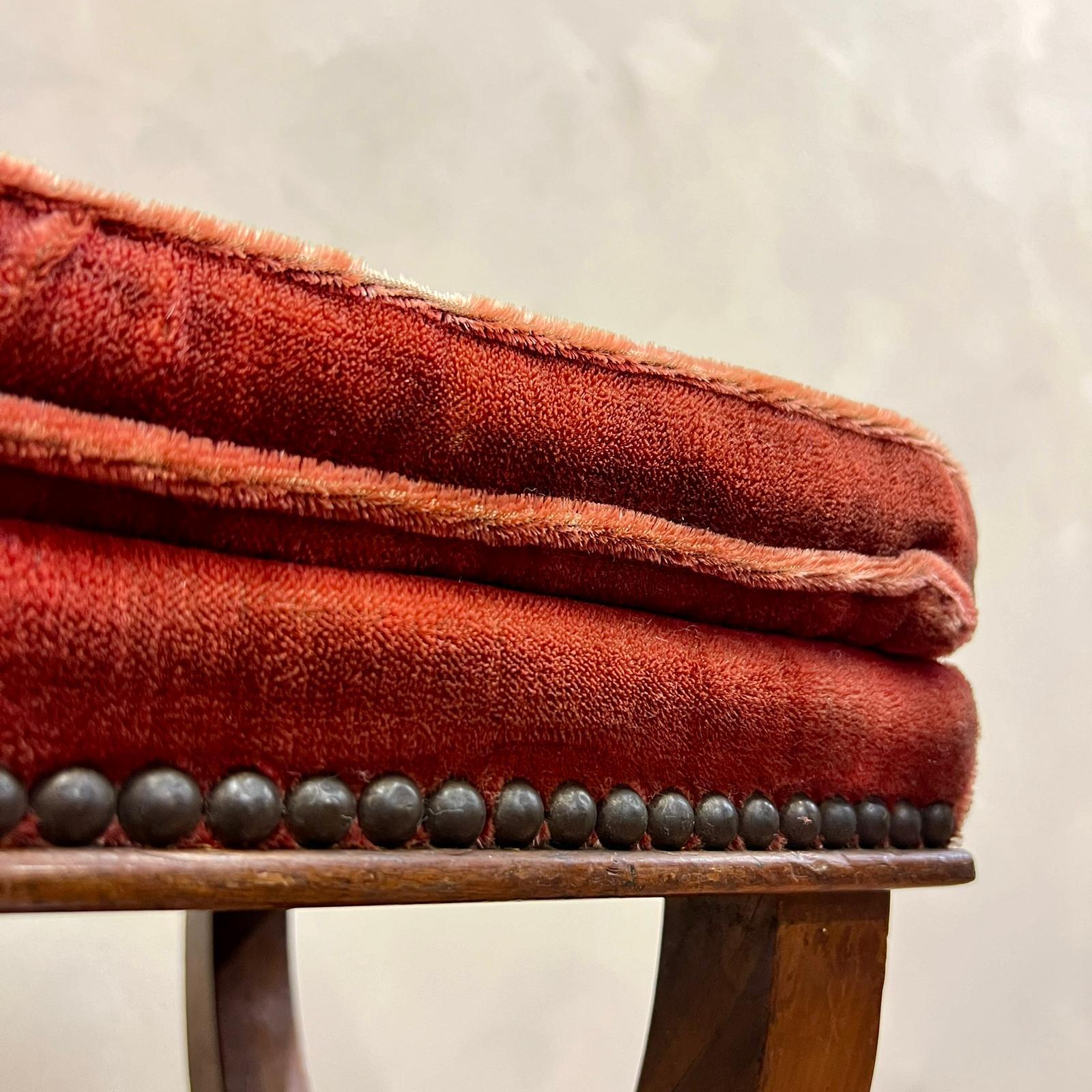 French 19th Century Original Red Velvet Upholstered Footstool For Sale 6