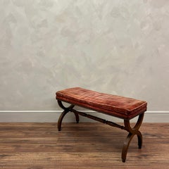 French 19th Century Original Red Velvet Upholstered Footstool