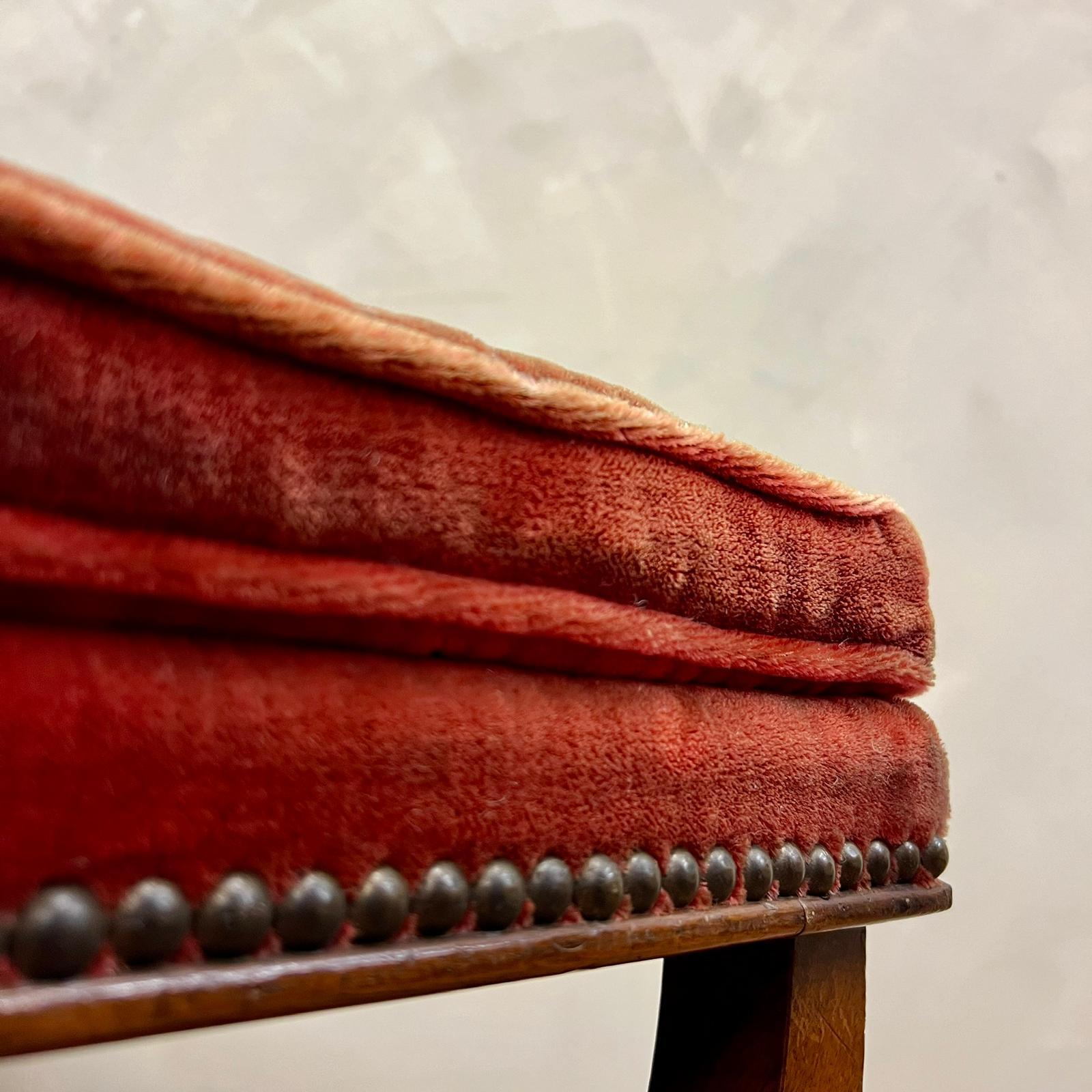 French 19th Century Original Red Velvet Upholstered Footstool For Sale 2