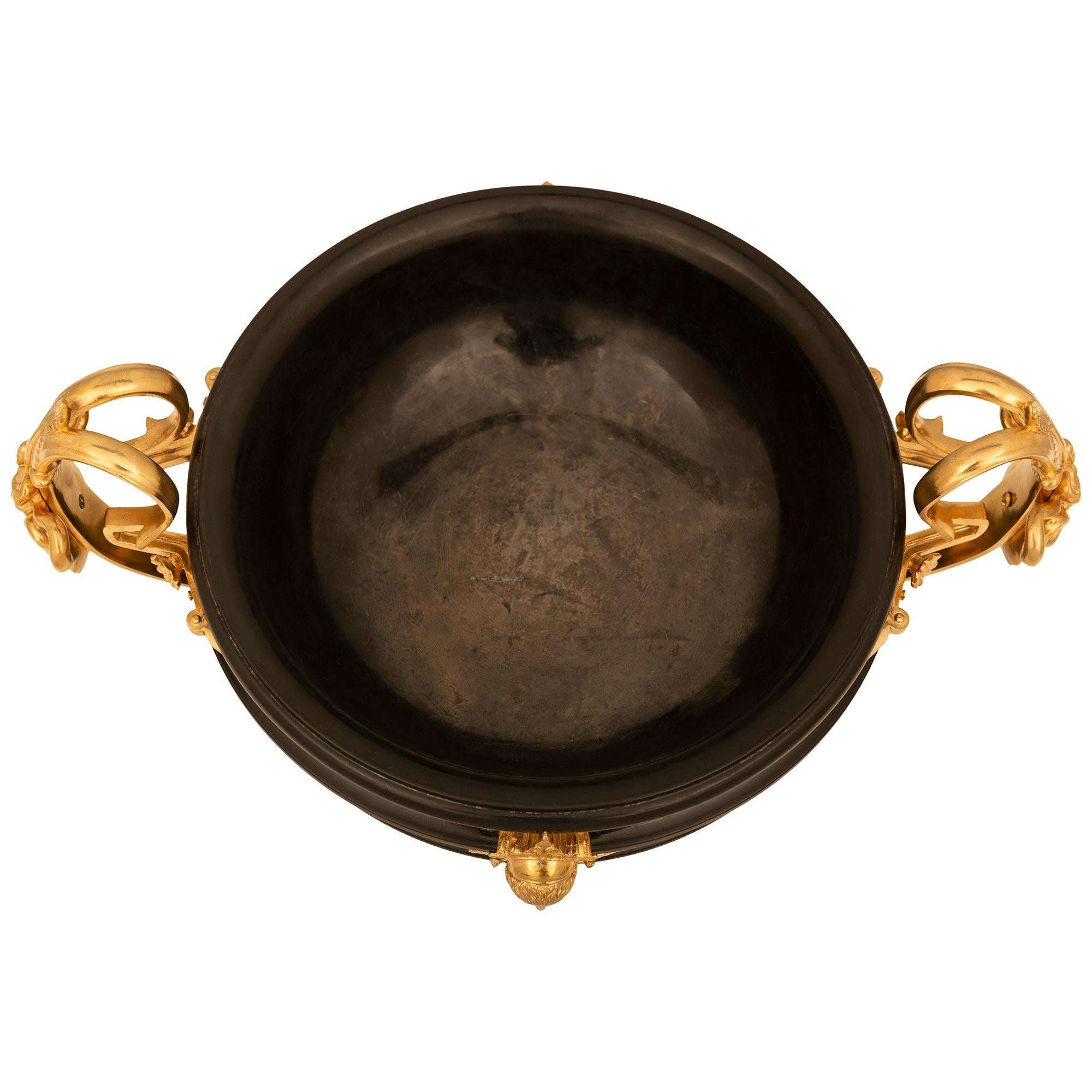 French 19th century Ormolu and black marble centerpiece, signed Barbedienne For Sale 4