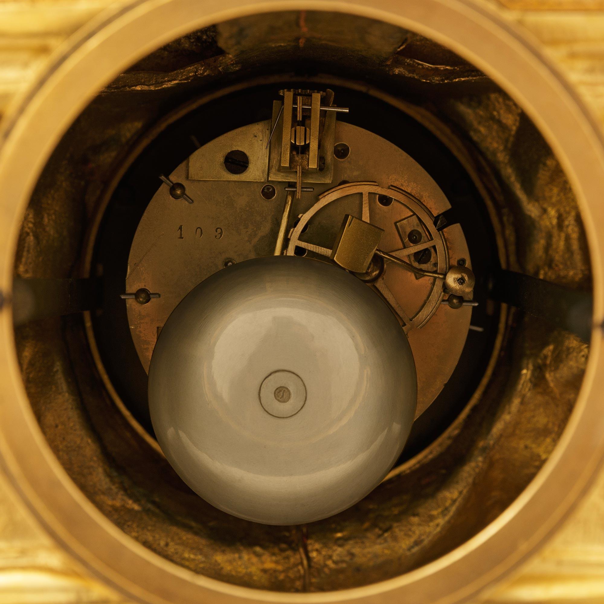 French 19th century Ormolu and Bronze clock, signed Raingo Freres For Sale 5