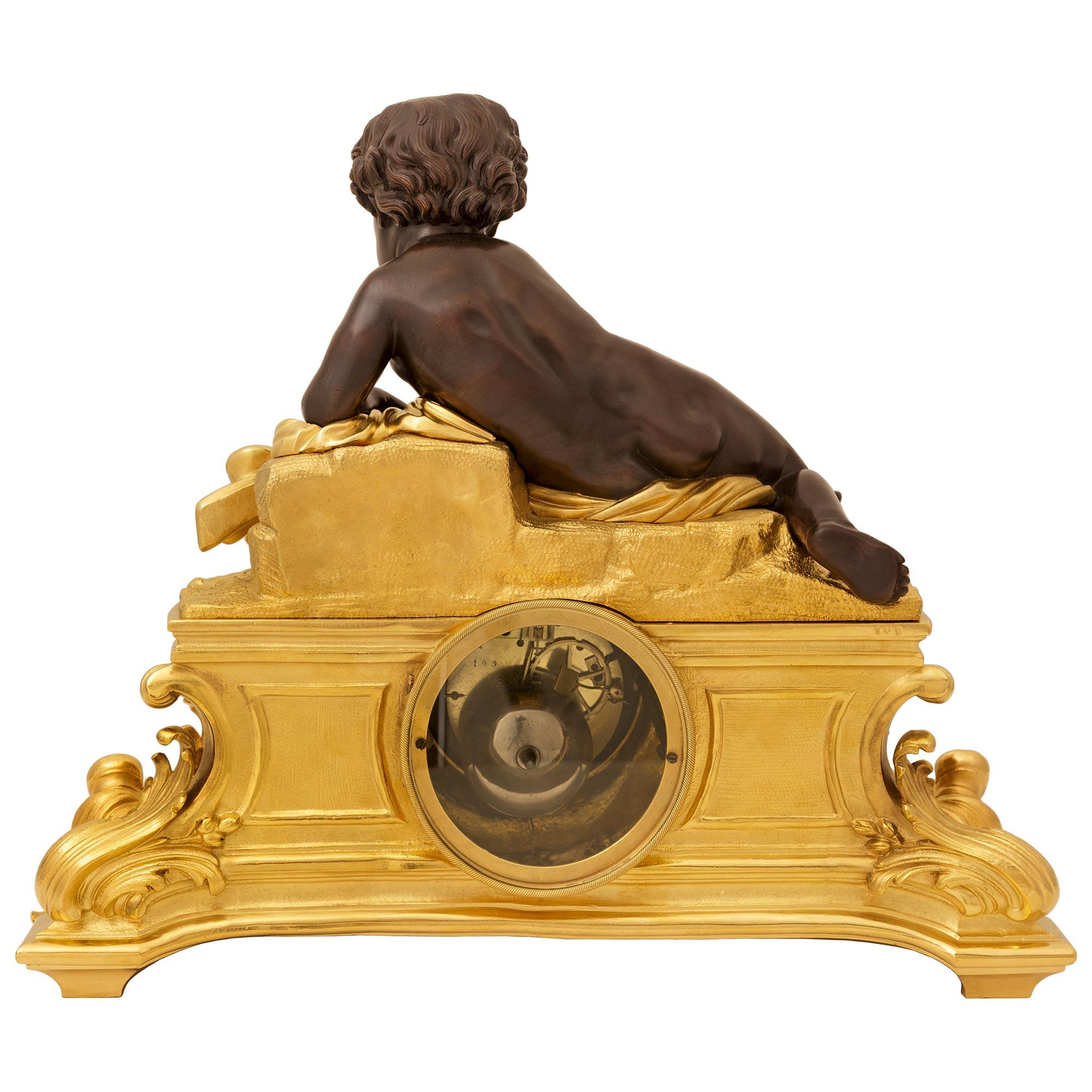 French 19th century Ormolu and Bronze clock, signed Raingo Freres For Sale 6
