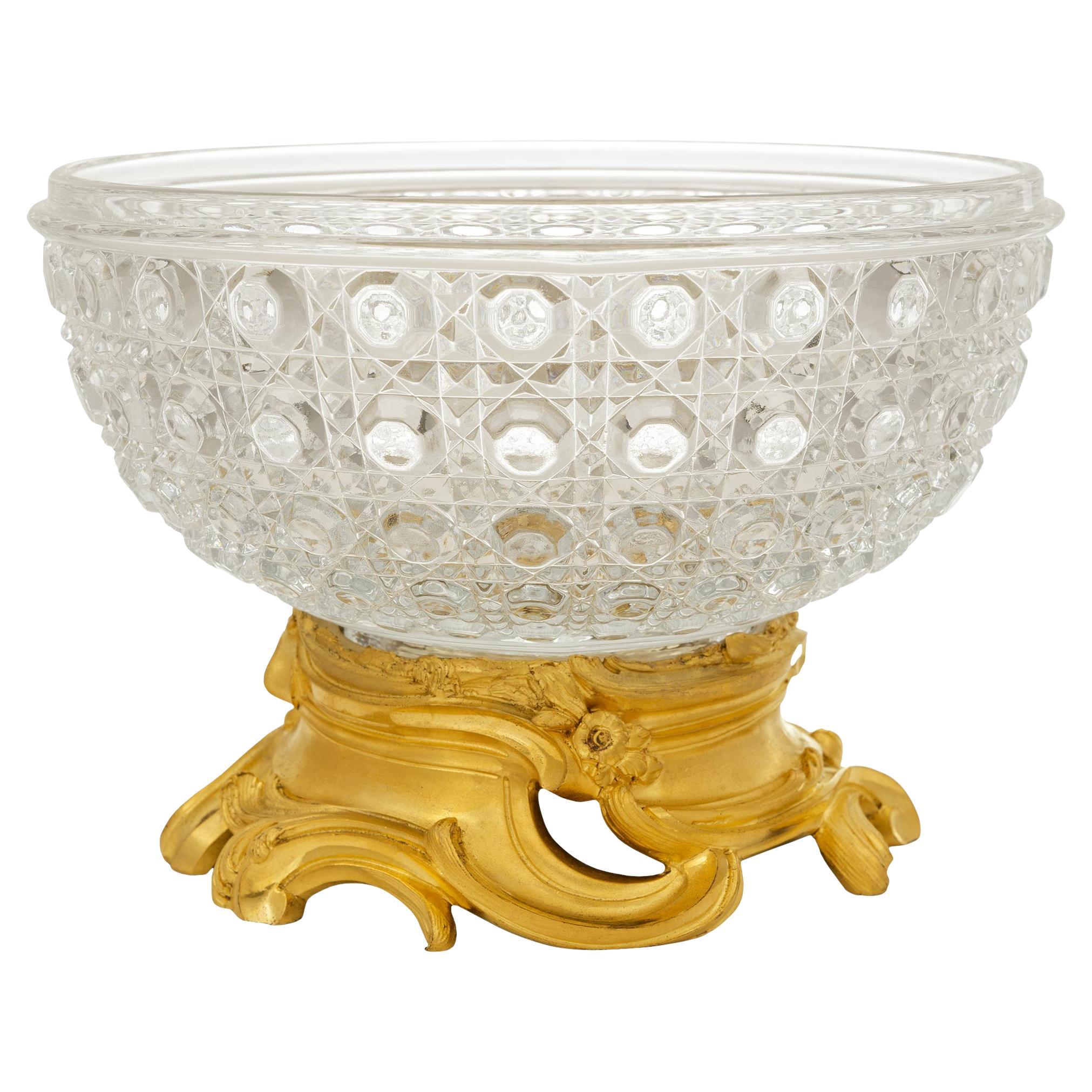 French 19th century Ormolu and Crystal centerpiece/bowl, signed Baccarat en venta
