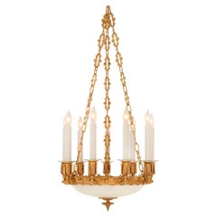French 19th Century Ormolu And Frosted Glass Chandelier