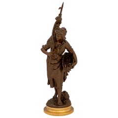 French 19th Century Ormolu and Patinated Bronze Statue Titled "Retour De Pêche"