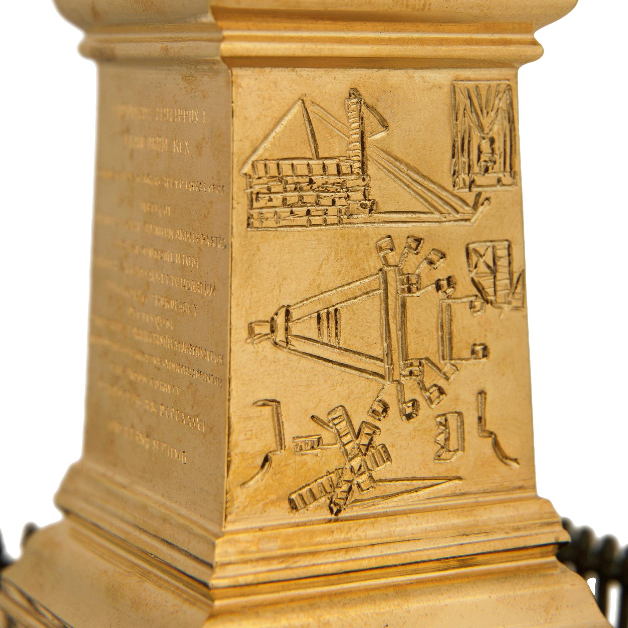 Statua francese del XIX secolo in ormolu, bronzo e marmo dell'Obelisco di Luxor In condizioni buone in vendita a West Palm Beach, FL
