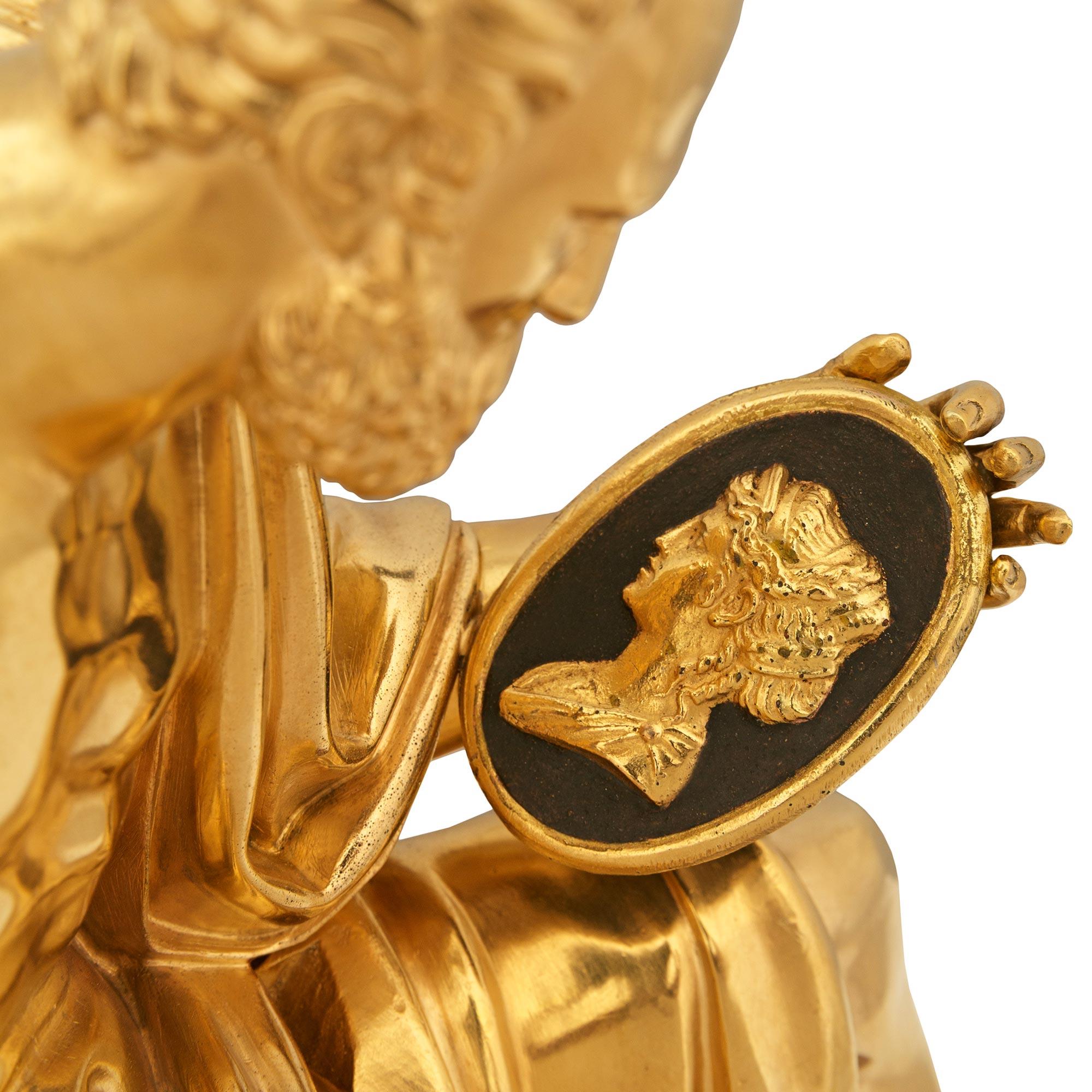 Bronzo Statua di Archimede in Ormolu, bronzo e Wedgwood del XIX secolo in vendita