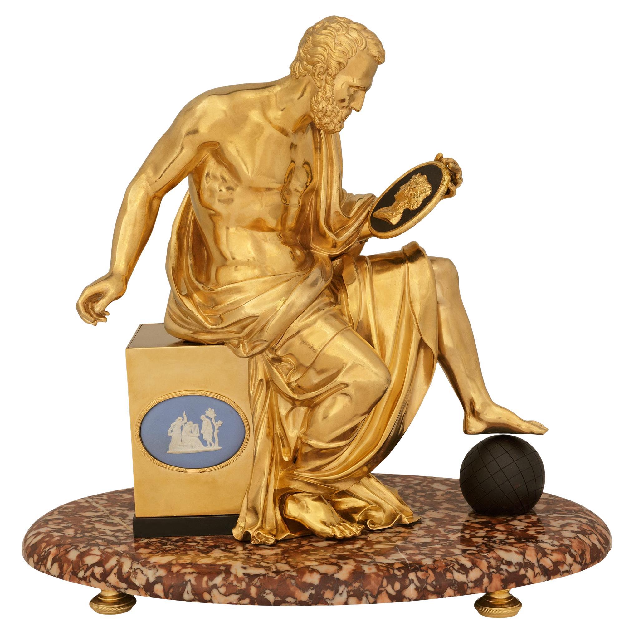 Statua di Archimede in Ormolu, bronzo e Wedgwood del XIX secolo in vendita