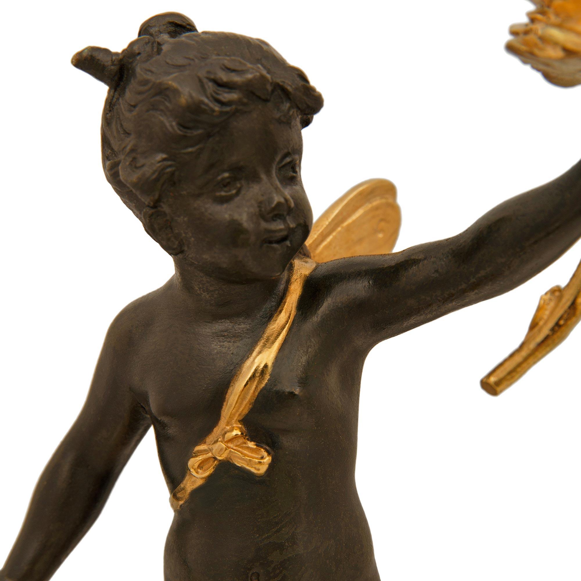 Bronzo Lampade francesi del XIX secolo in ormolu, marmo e bronzo, firmate Anfrie in vendita