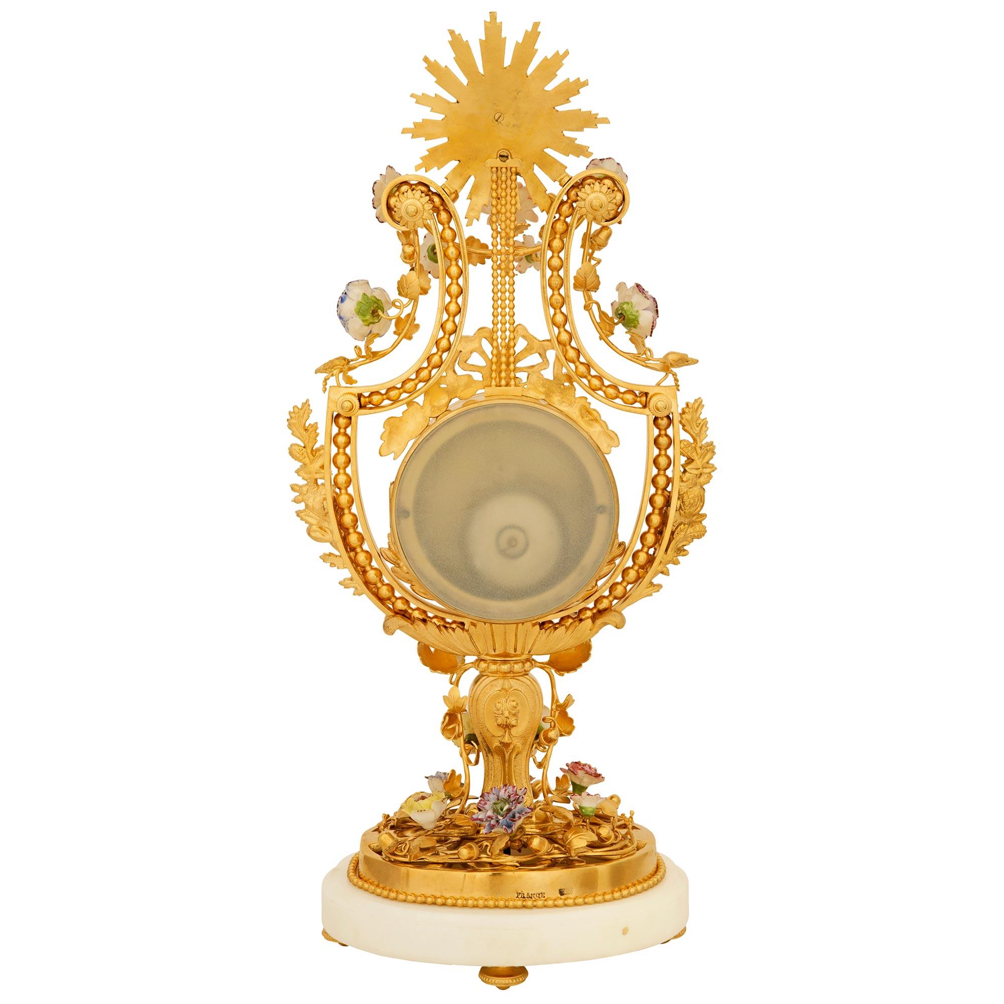 Orologio francese del XIX secolo in ormolu, marmo e porcellana, di F. Pelissier in vendita 5