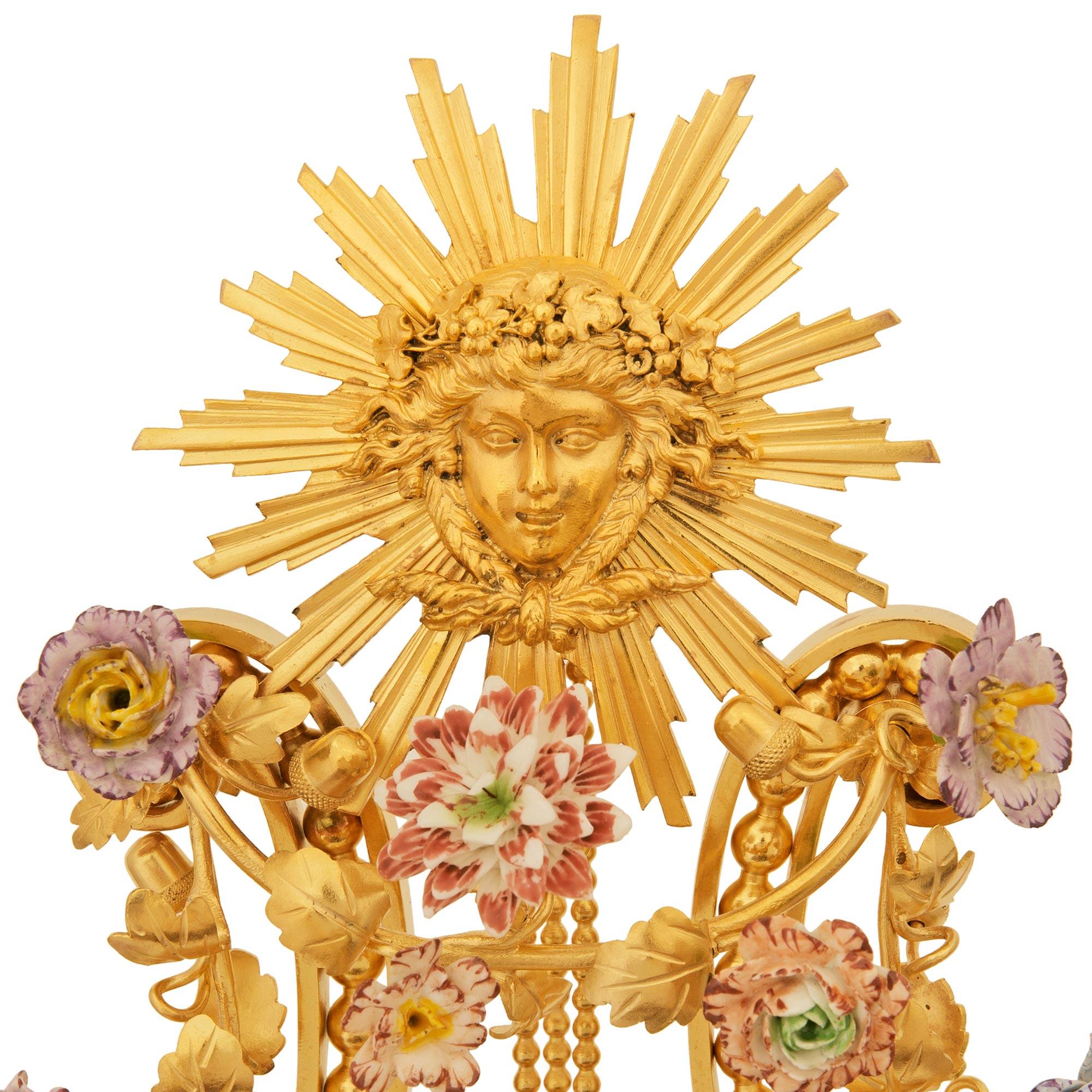 Orologio francese del XIX secolo in ormolu, marmo e porcellana, di F. Pelissier In condizioni buone in vendita a West Palm Beach, FL
