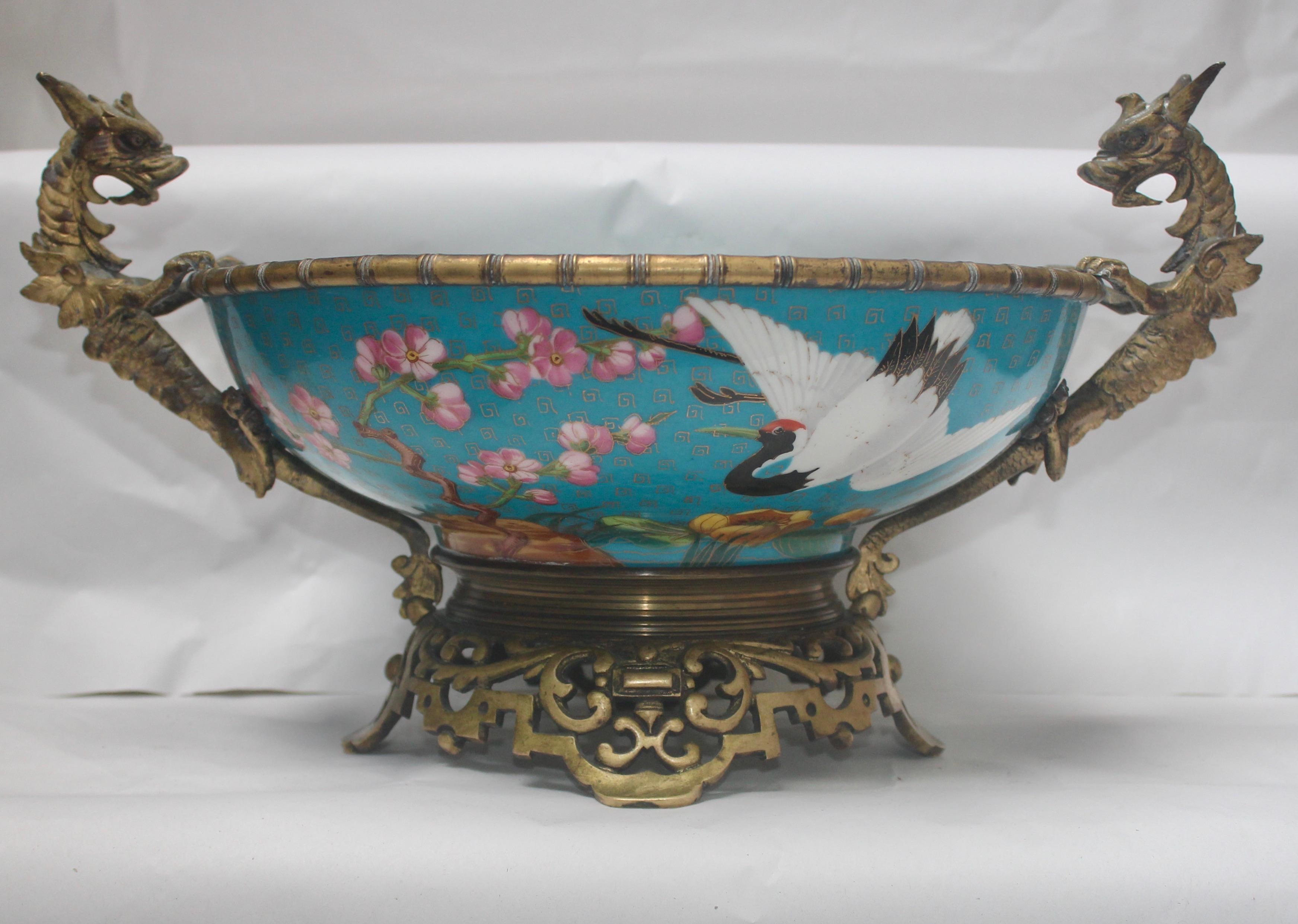 French 19th Century Ormolu-Mounted and Porcelain Centerpiece and Vide-Poches In Good Condition In Saint-Ouen, FR