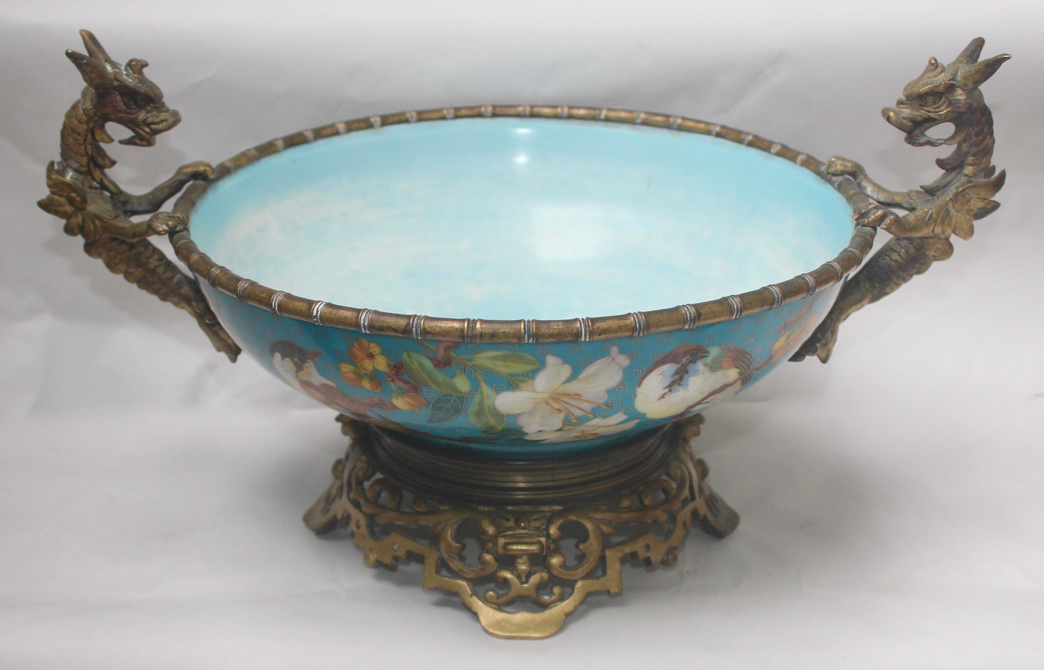Late 19th Century French 19th Century Ormolu-Mounted and Porcelain Centerpiece and Vide-Poches
