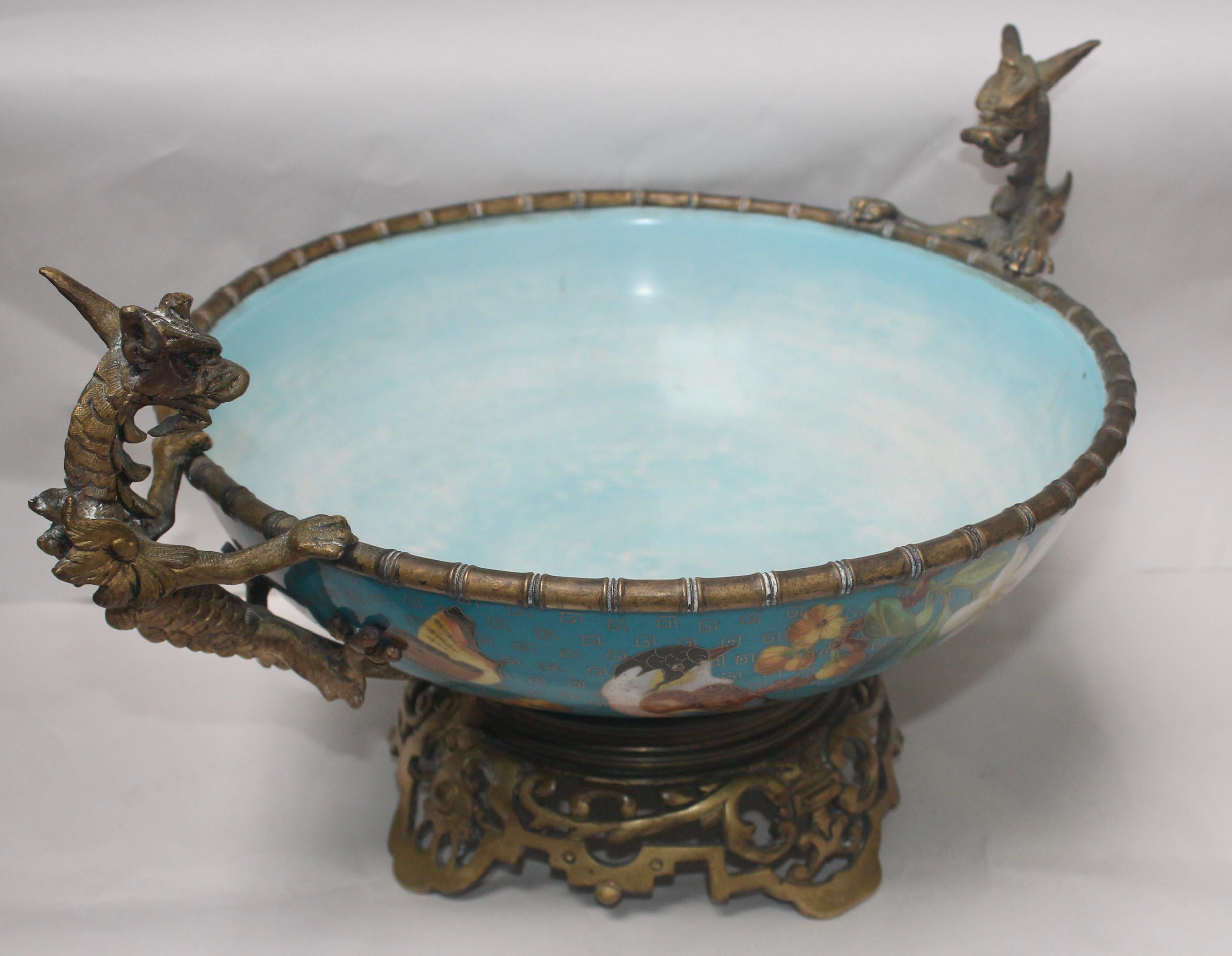 French 19th Century Ormolu-Mounted and Porcelain Centerpiece and Vide-Poches 1