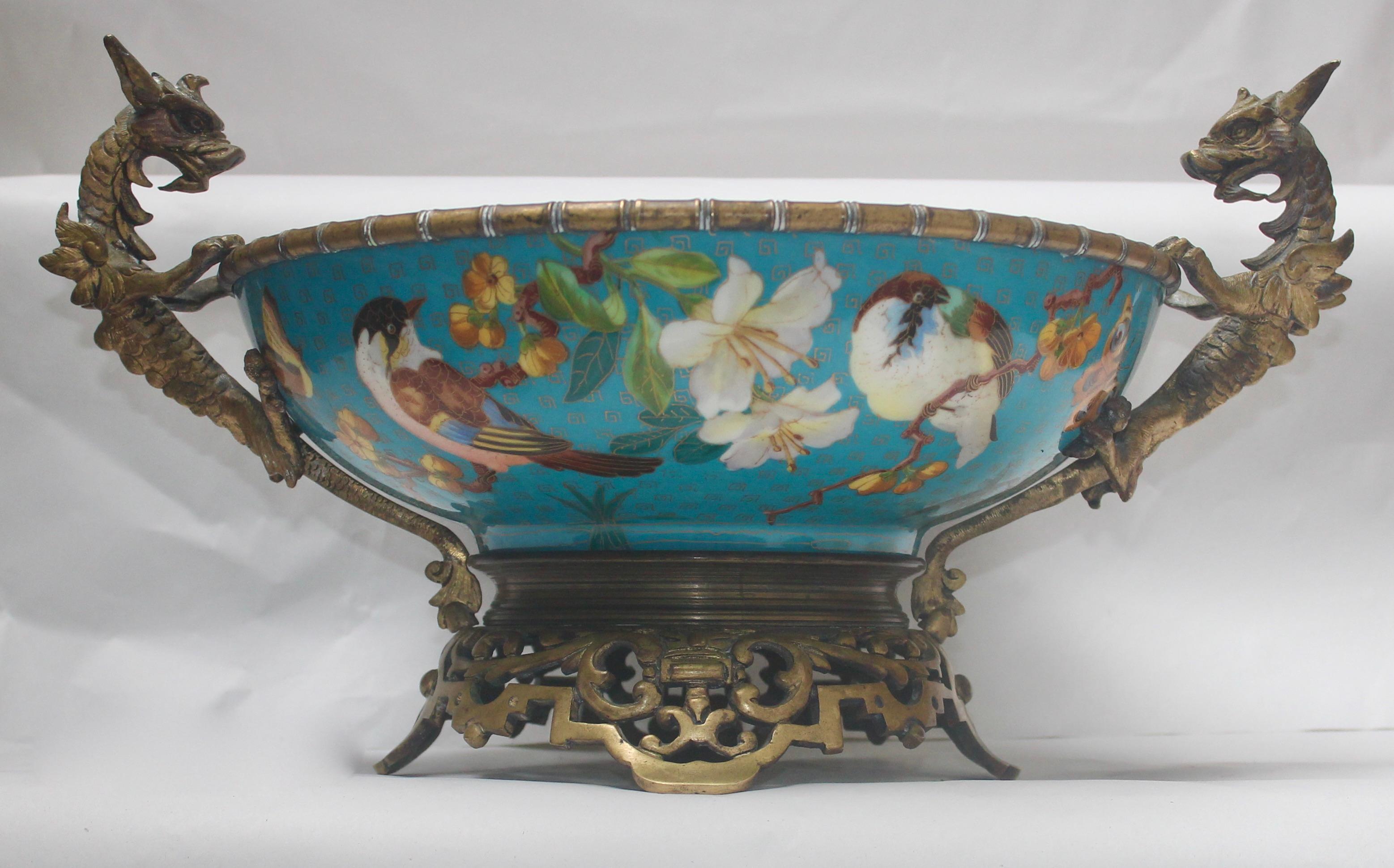 French 19th Century Ormolu-Mounted and Porcelain Centerpiece and Vide-Poches 2