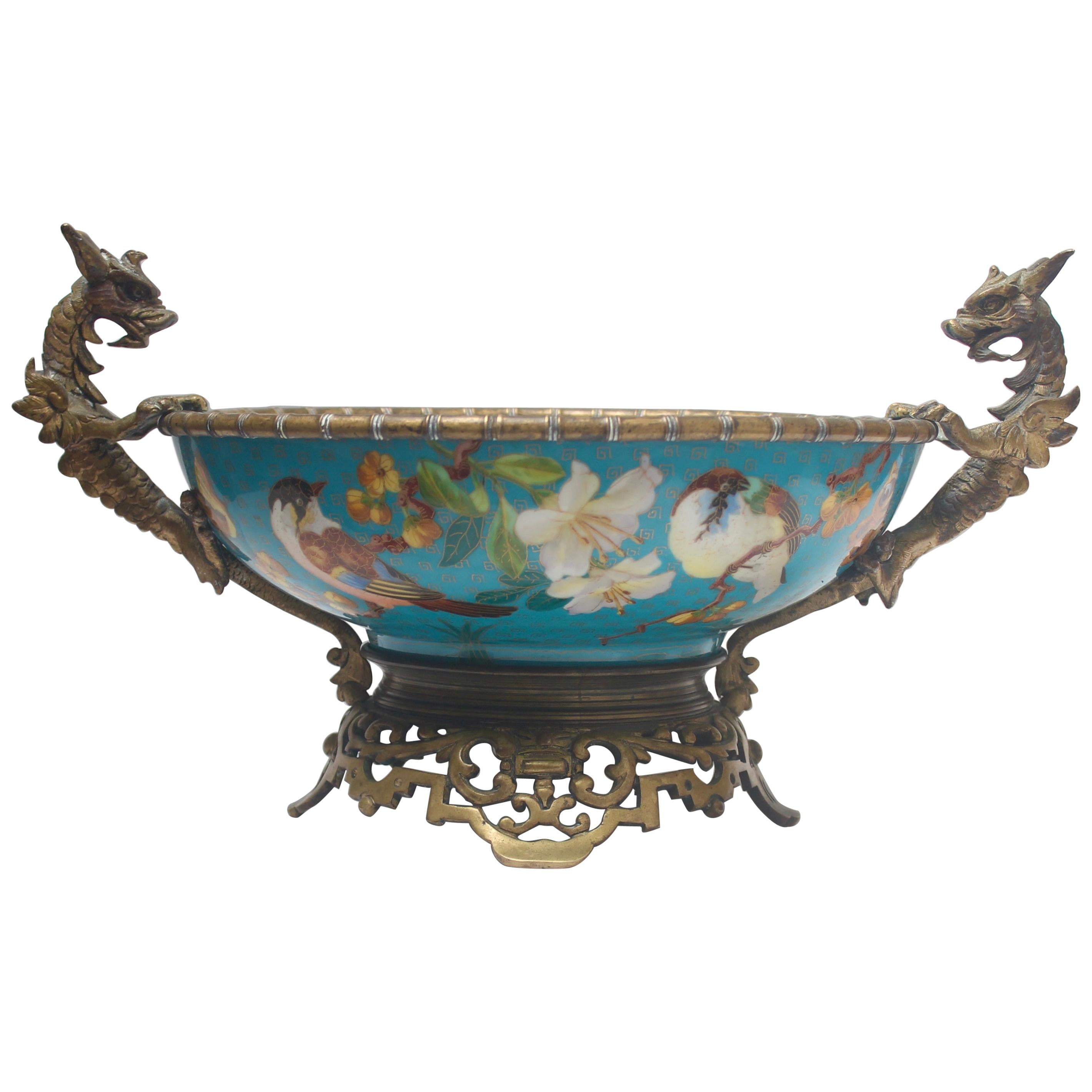 French 19th Century Ormolu-Mounted and Porcelain Centerpiece and Vide-Poches