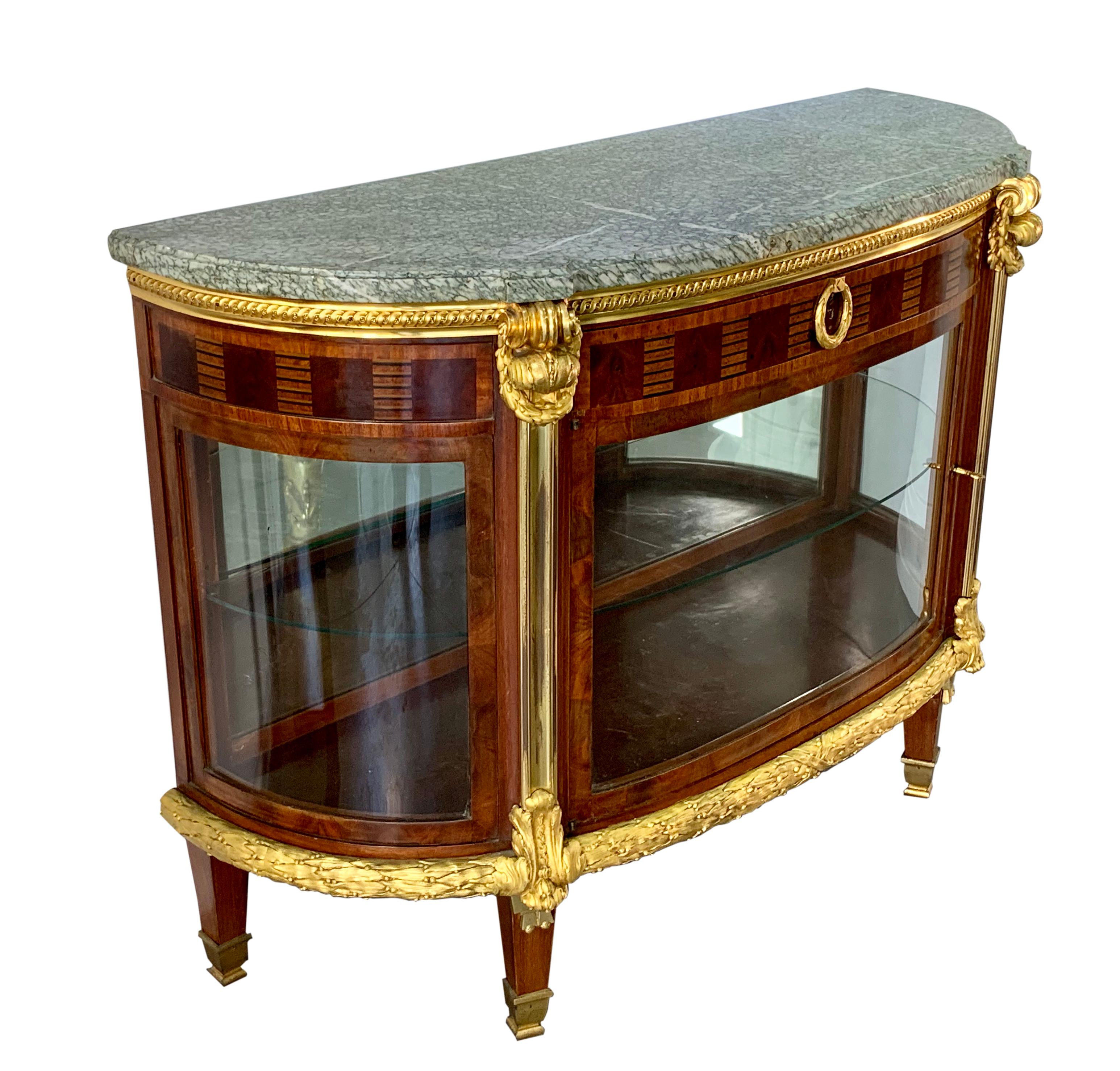 Louis XVI French 19th Century Ormolu Mounted D-Shaped Commode or Vitrine
