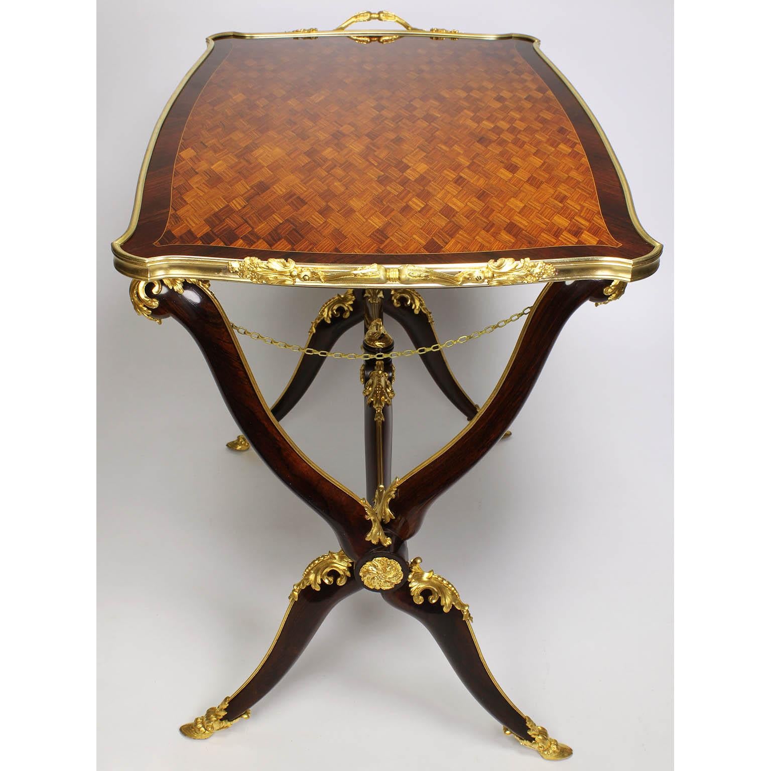Belle Époque French 19th Century Ormolu Mounted Kingwood Parquetry Tea-Table, François Linke