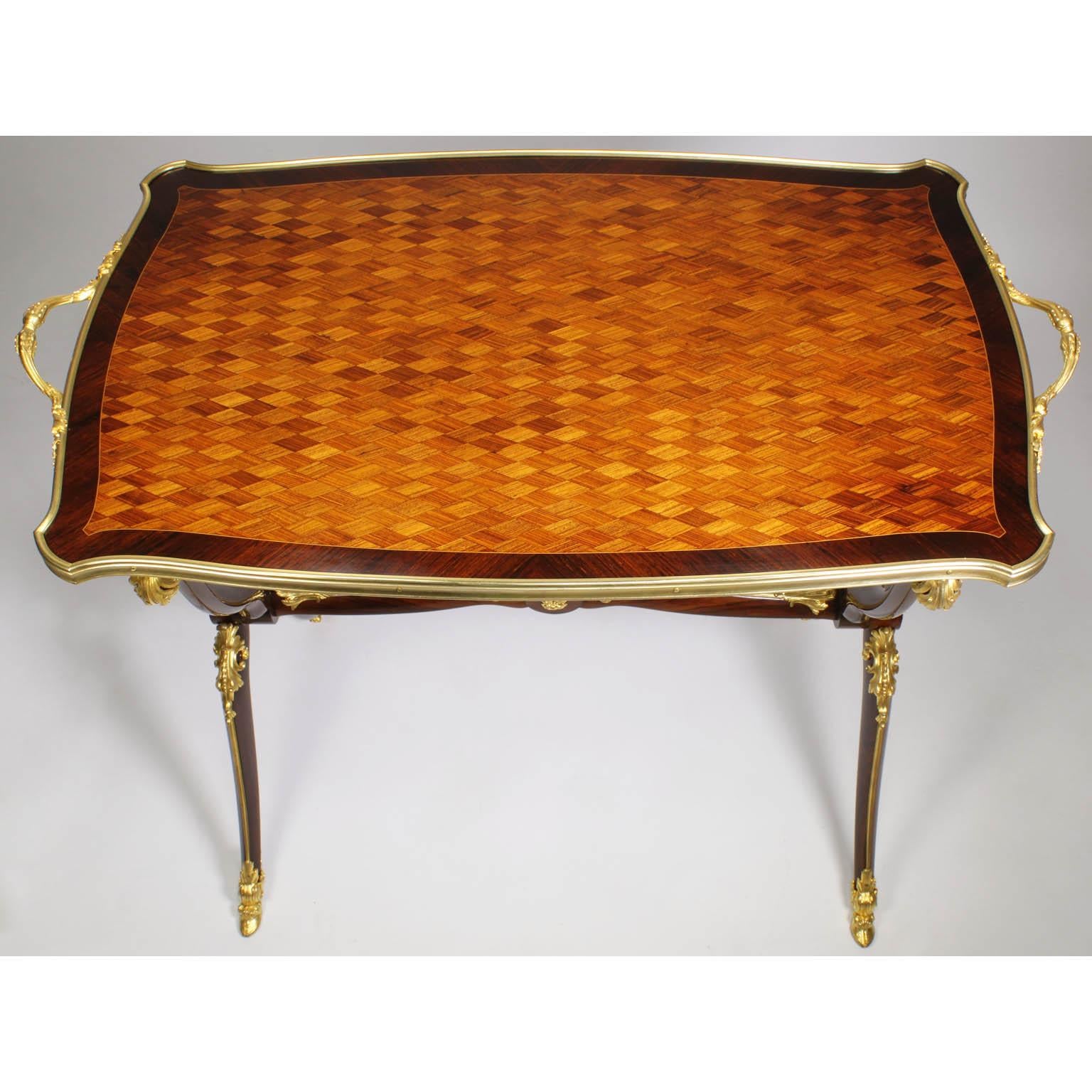 Early 20th Century French 19th Century Ormolu Mounted Kingwood Parquetry Tea-Table, François Linke