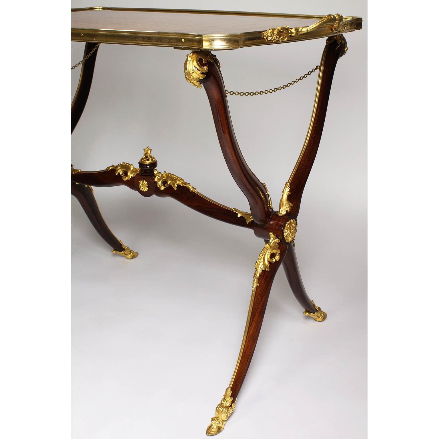 French 19th Century Ormolu Mounted Kingwood Parquetry Tea-Table, François Linke 1