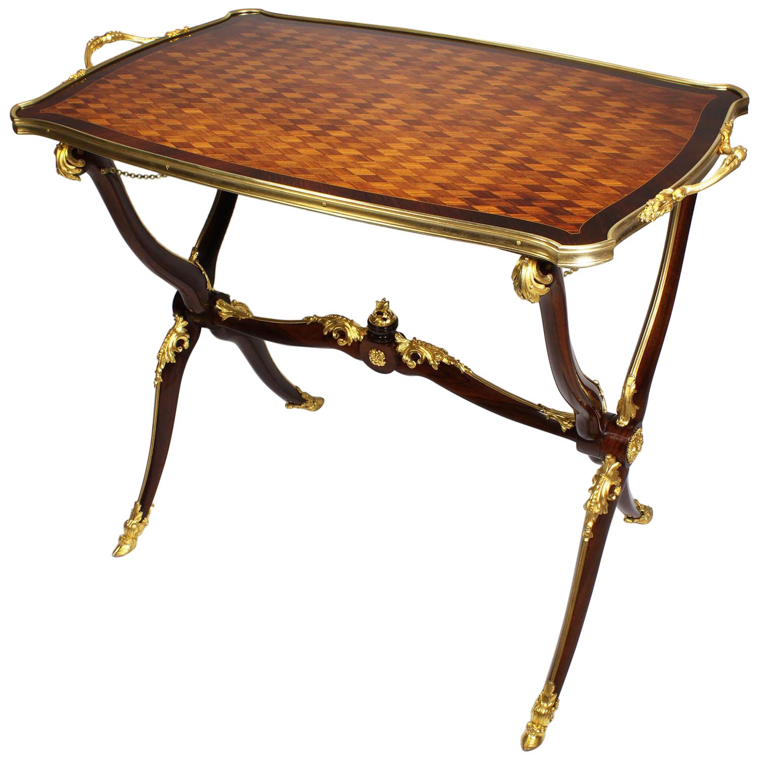 French 19th Century Ormolu Mounted Kingwood Parquetry Tea-Table, François Linke