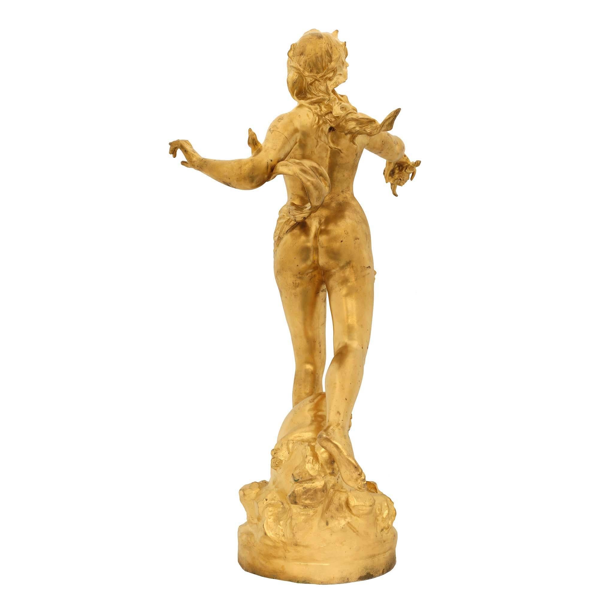  Französische Goldbronze-Statue der Nereids aus dem 19. Jahrhundert, signiert Claude-André Férigoule im Angebot 1