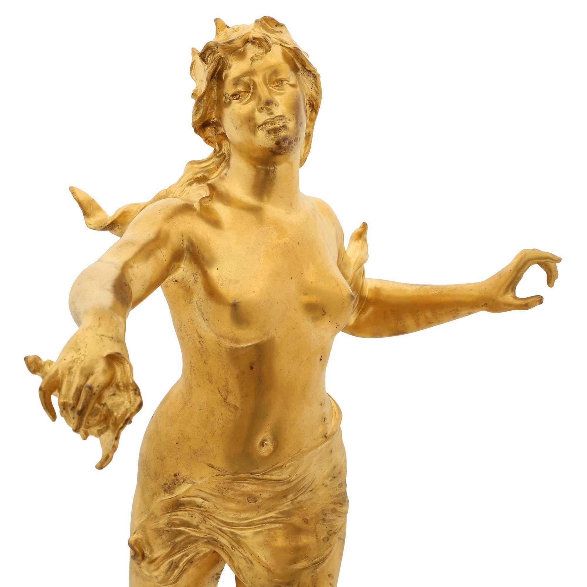  Französische Goldbronze-Statue der Nereids aus dem 19. Jahrhundert, signiert Claude-André Férigoule im Angebot 4