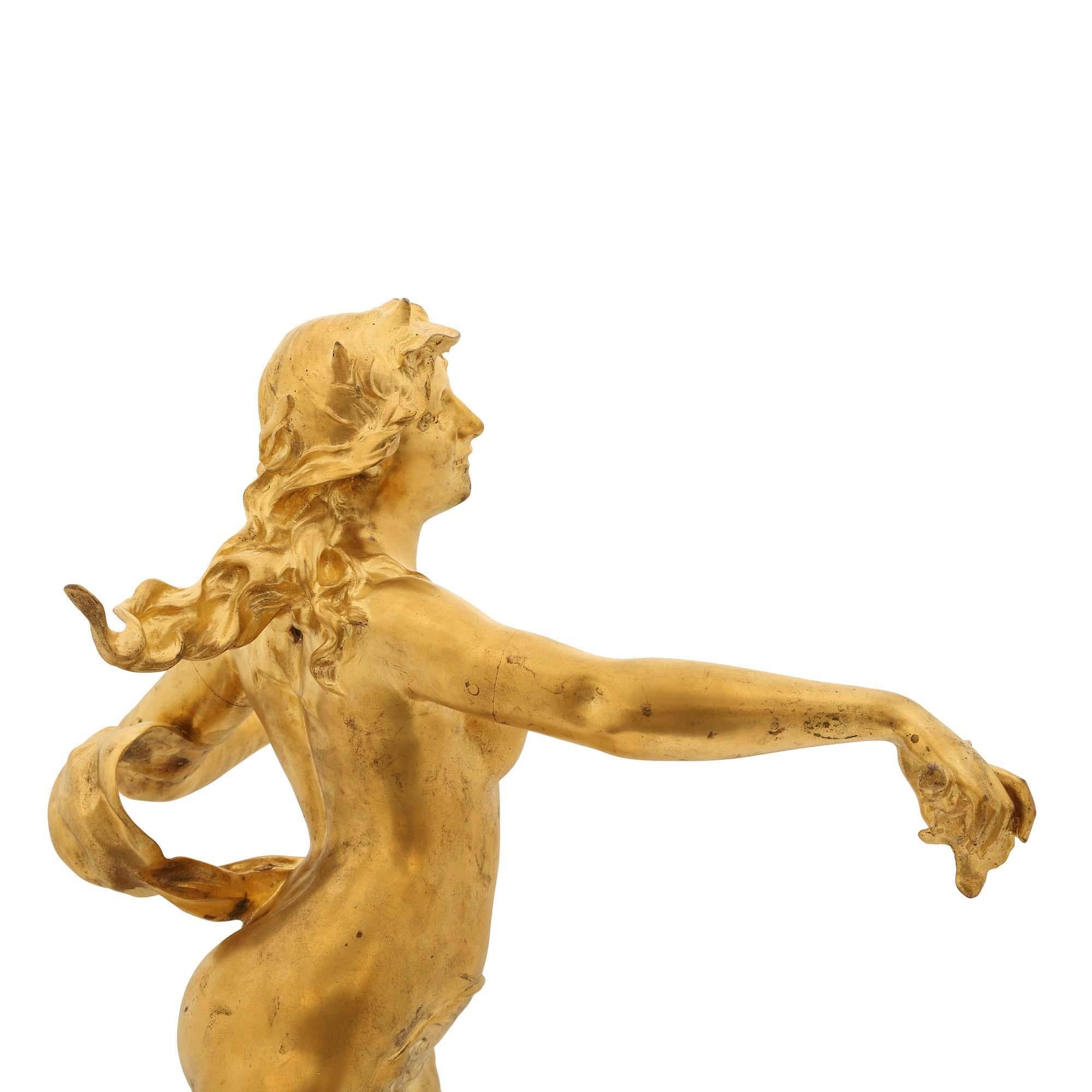 Statue de Nereids en bronze doré du XIXe siècle, signée Claude-André Férigoule en vente 3