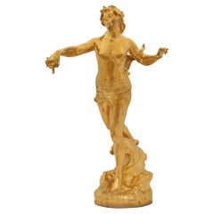  Französische Goldbronze-Statue der Nereids aus dem 19. Jahrhundert, signiert Claude-André Férigoule