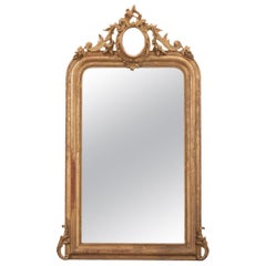 French 19th Century Ornately Carved Giltwood Over-Mantle Mirror