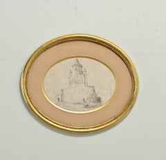 French 19th Century Oval Framed Lithograph