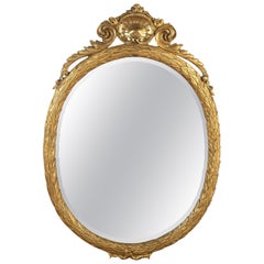 French 19th Century Oval Gilded Mirror
