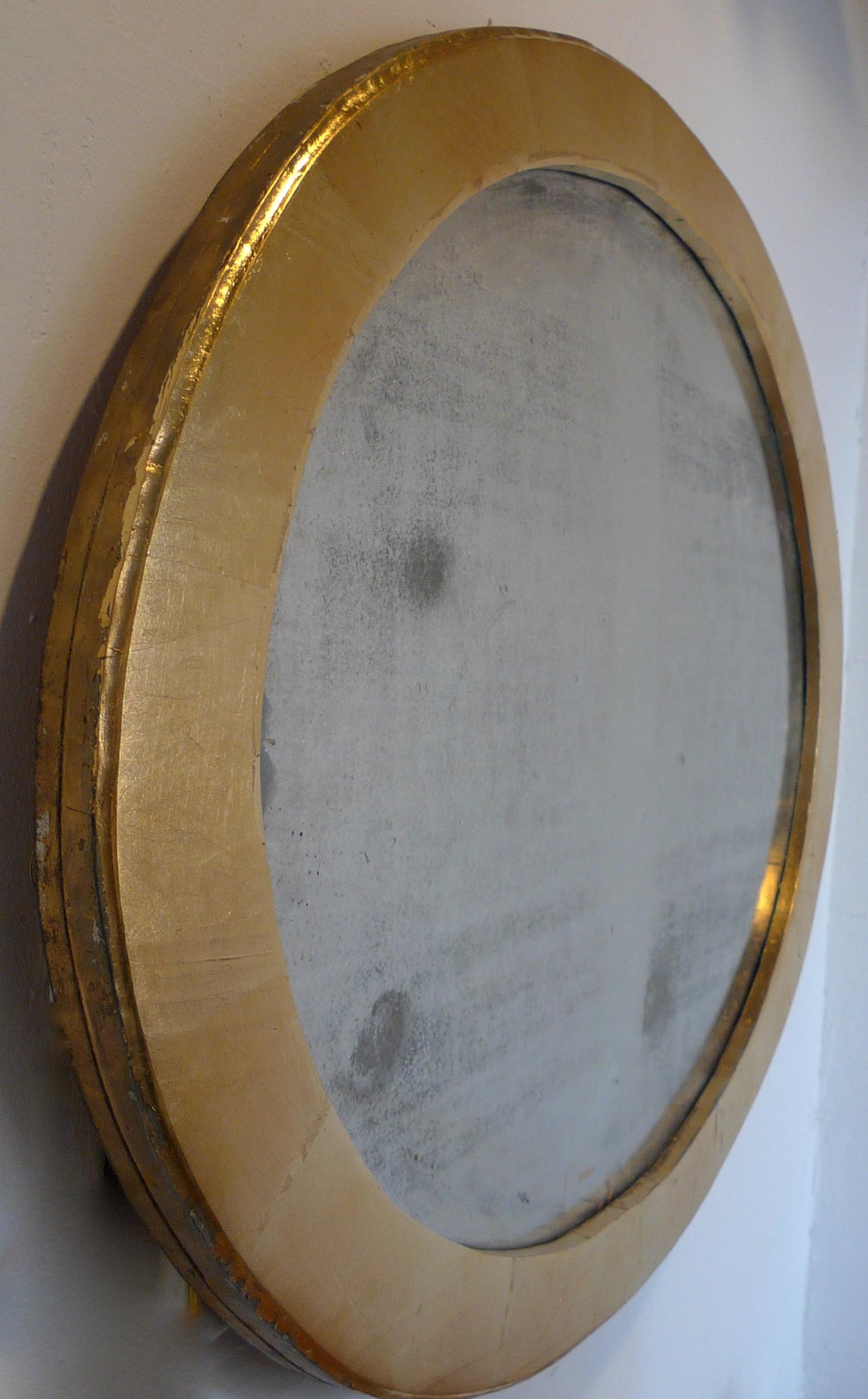 French 19th Century Oval Gold Painted Oval Wood Framed Mirror and Original Glass 3