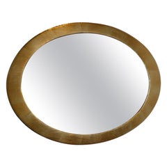 French 19th Century Oval Gold Painted Oval Wood Framed Mirror and Original Glass