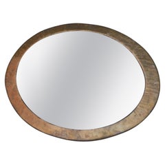 Antique French 19th Century Oval Gold Painted Oval Wood Framed Mirror and Original Glass