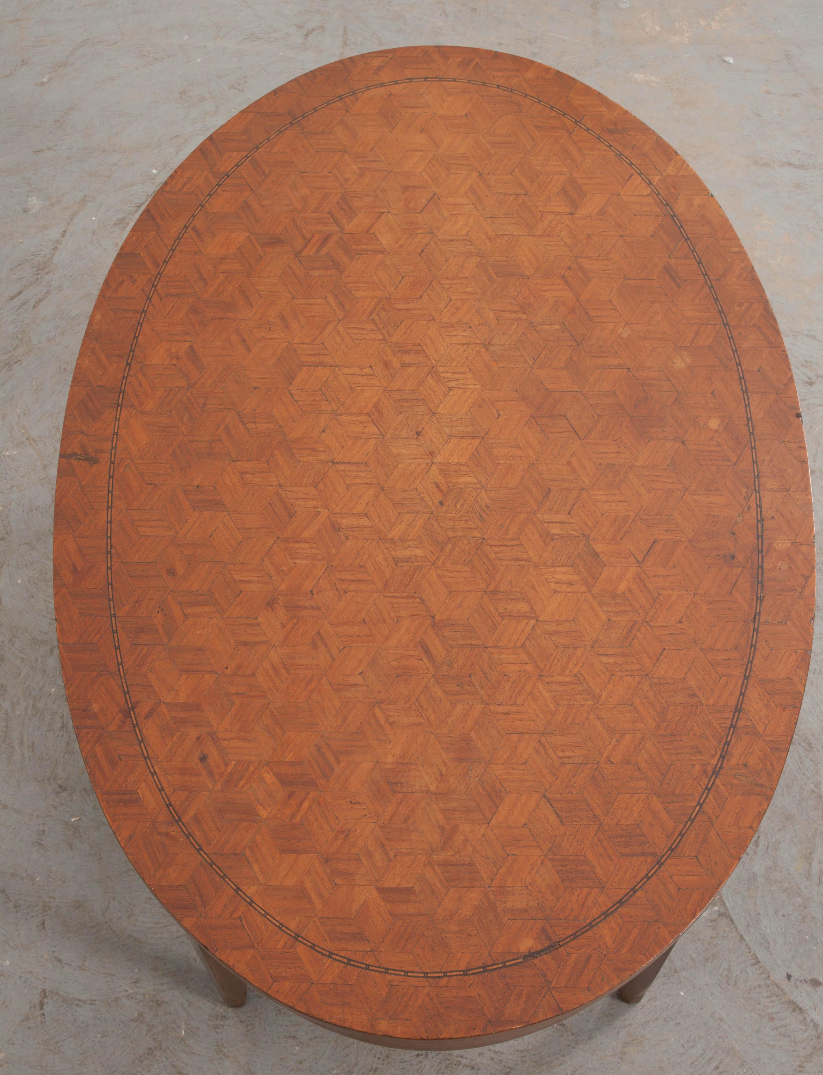 French 19th Century Oval Inlay Coffee Table 5