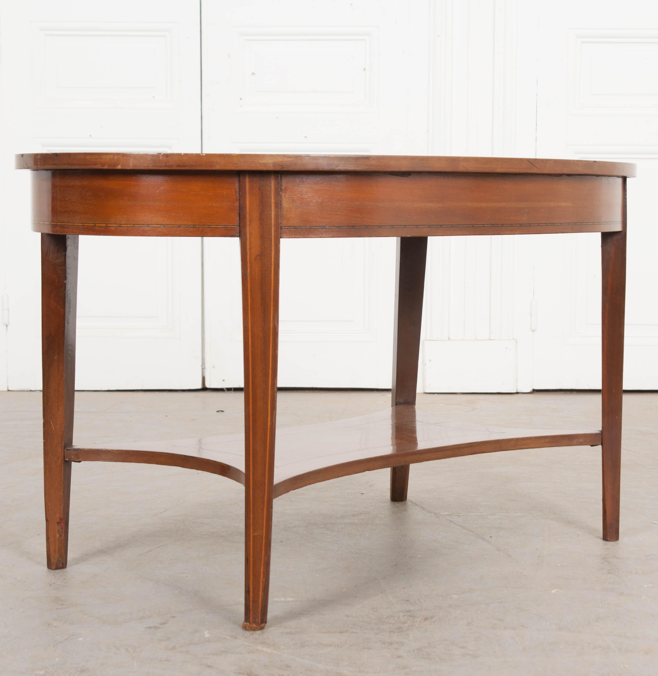 Mahogany French 19th Century Oval Inlay Coffee Table