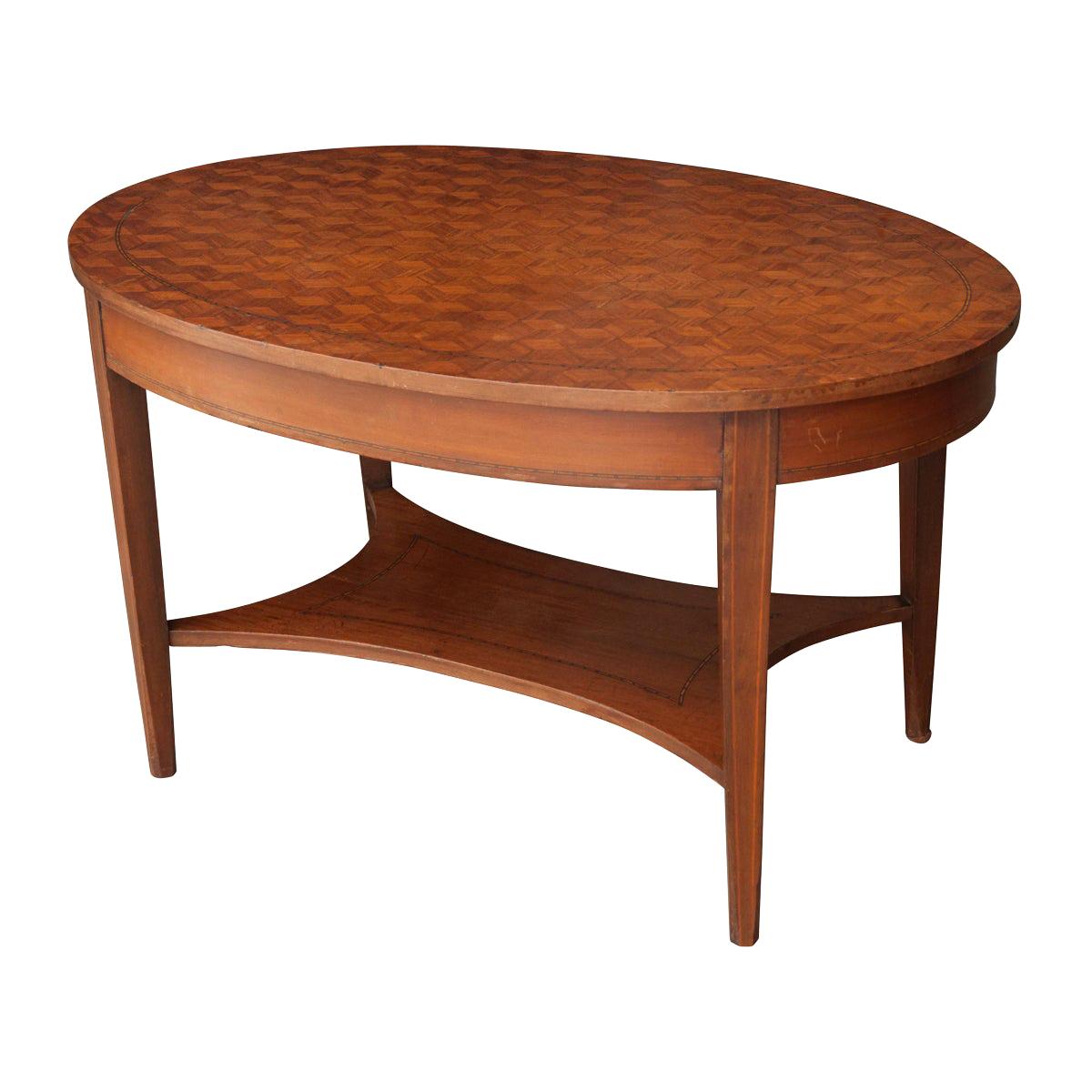 French 19th Century Oval Inlay Coffee Table