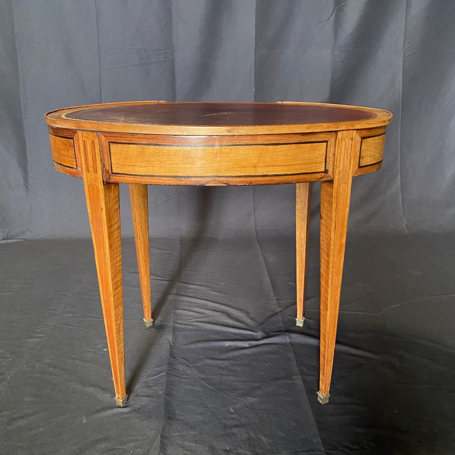 French 19th Century Oval Side Table or Desk with Embossed Leather Top 4