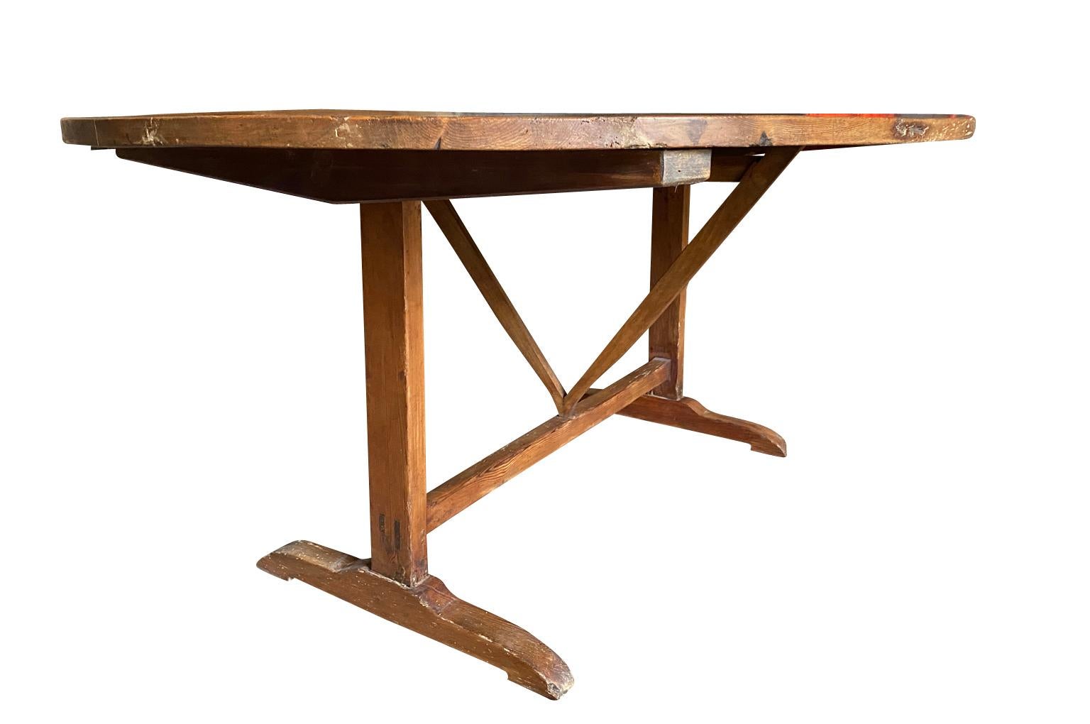 Pine French 19th Century Oval Wine Tasting Table