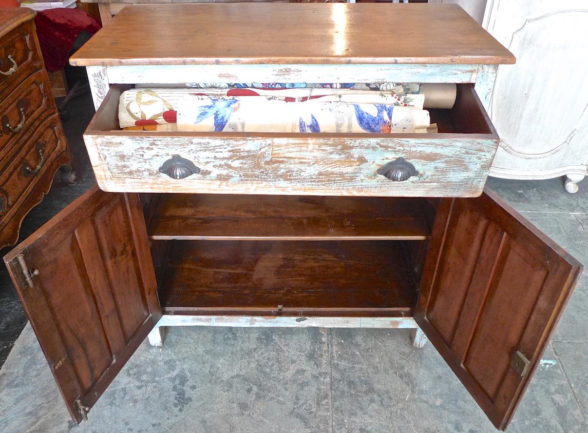 French 19th Century Painted 2-Door Buffet with One Large Drawer 13