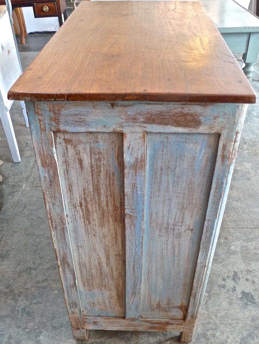 French 19th Century Painted 2-Door Buffet with One Large Drawer In Distressed Condition In Santa Monica, CA