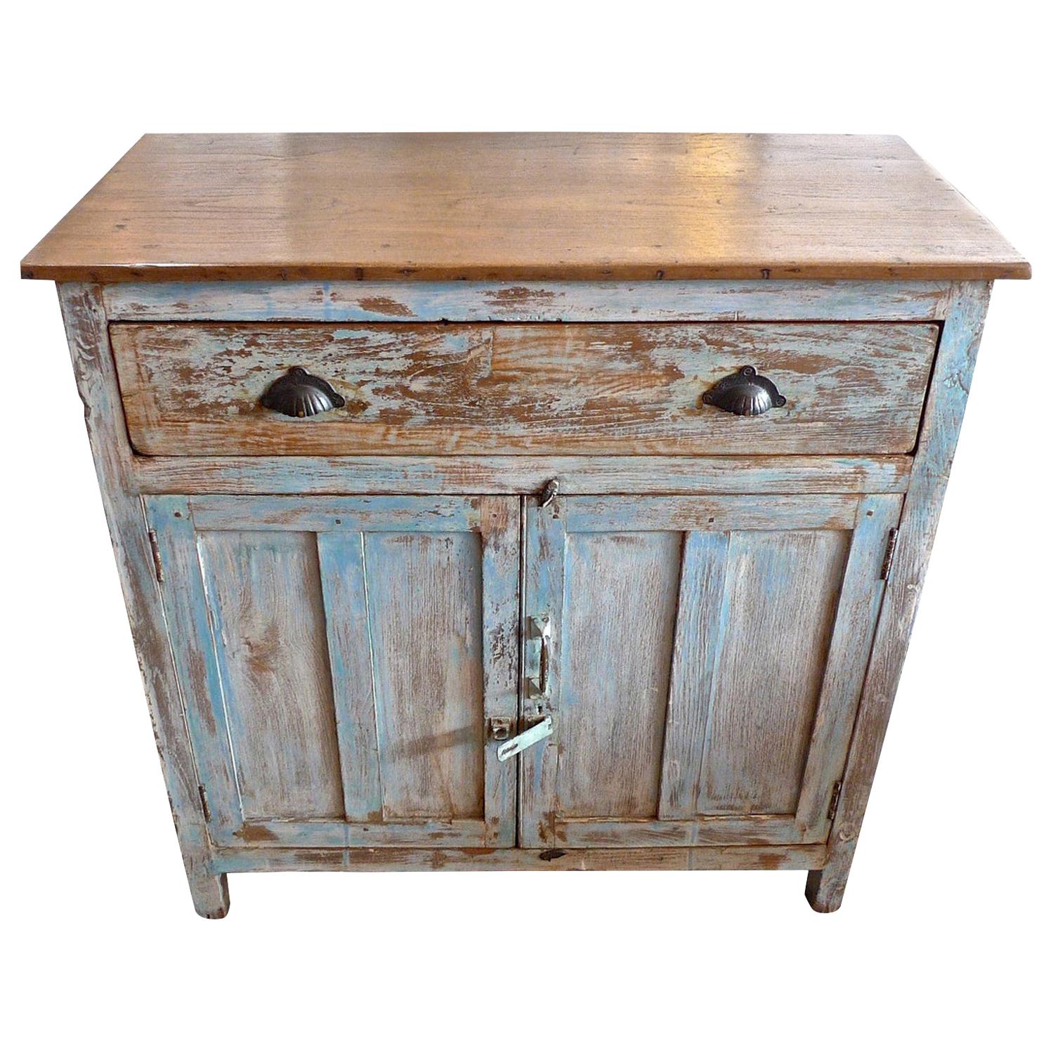 French 19th Century Painted 2-Door Buffet with One Large Drawer